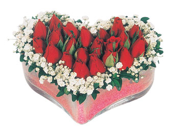  Afyon çiçekçi telefonları  mika kalpte kirmizi güller 9 