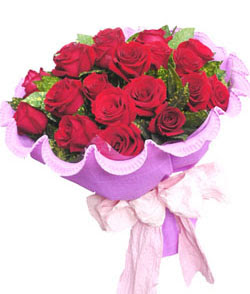 12 adet kırmızı gülden görsel buket  Afyon çiçekçi mağazası 