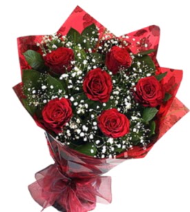6 adet kırmızı gülden buket  Afyon yurtiçi ve yurtdışı çiçek siparişi 