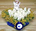 9 adet beyaz gül oyuncak  Afyon internetten çiçek siparişi 
