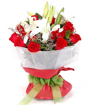  Afyon hediye çiçek yolla  1 dal kazablanka 11 adet kırmızı gül buketi