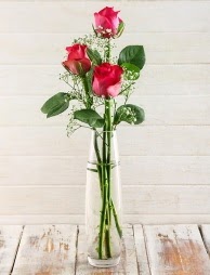 Cam içerisinde 3 kırmızı gül  Afyon çiçek satışı 
