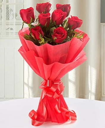 9 adet kırmızı gülden modern buket  Afyon İnternetten çiçek siparişi 