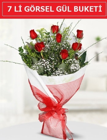 7 adet kırmızı gül buketi Aşk budur  Afyon çiçek satışı 